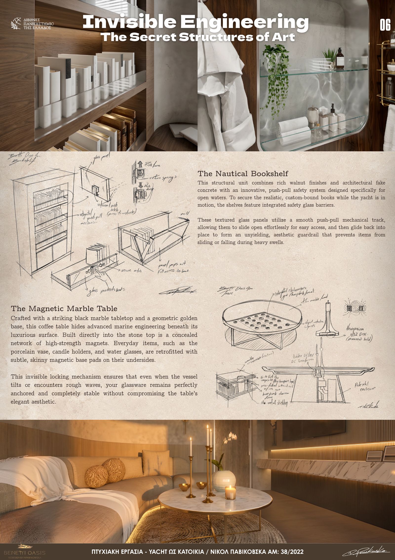 Benetti Oasis — invisible engineering poster with custom furniture details