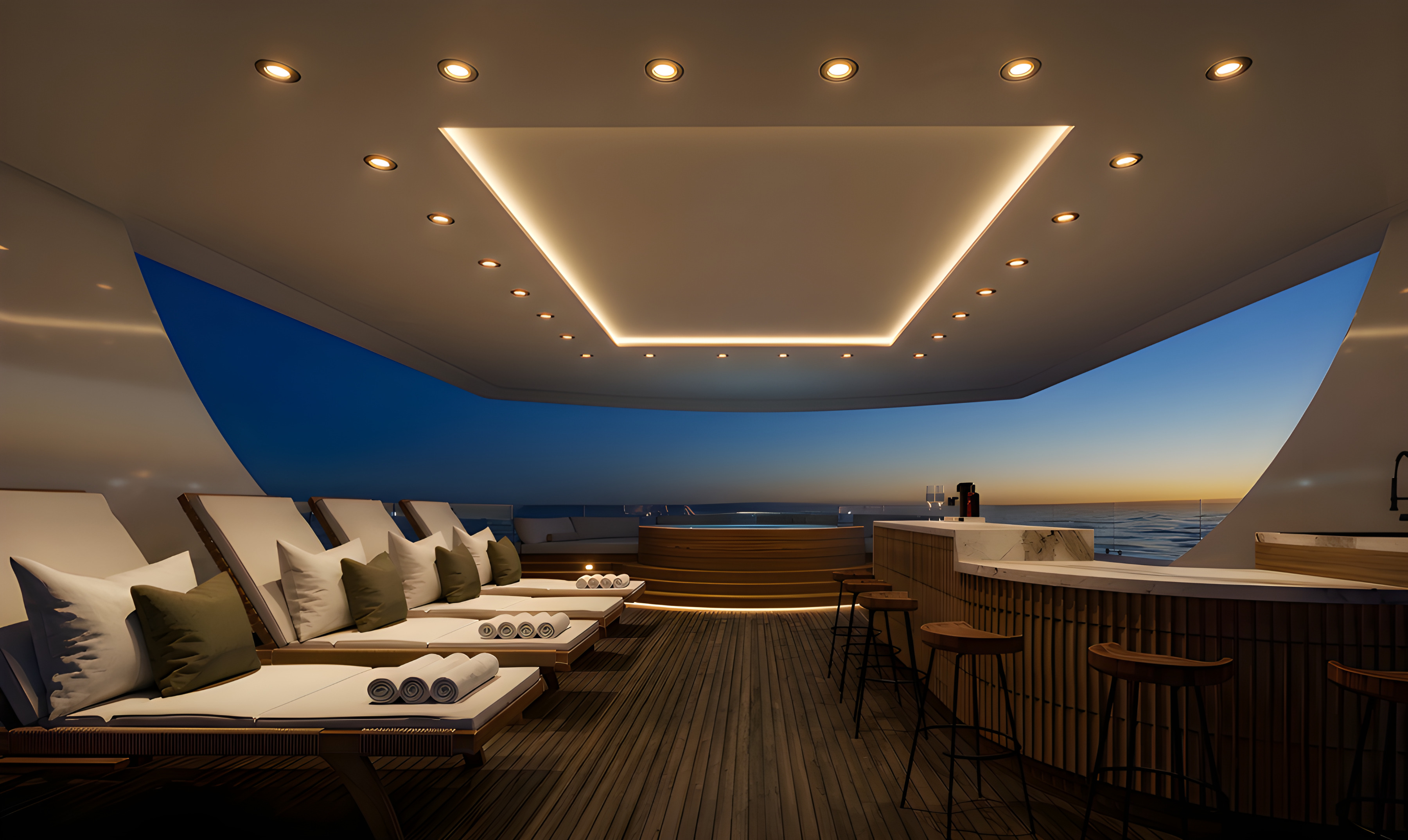 BENETTI OASIS — sun deck bar and jacuzzi