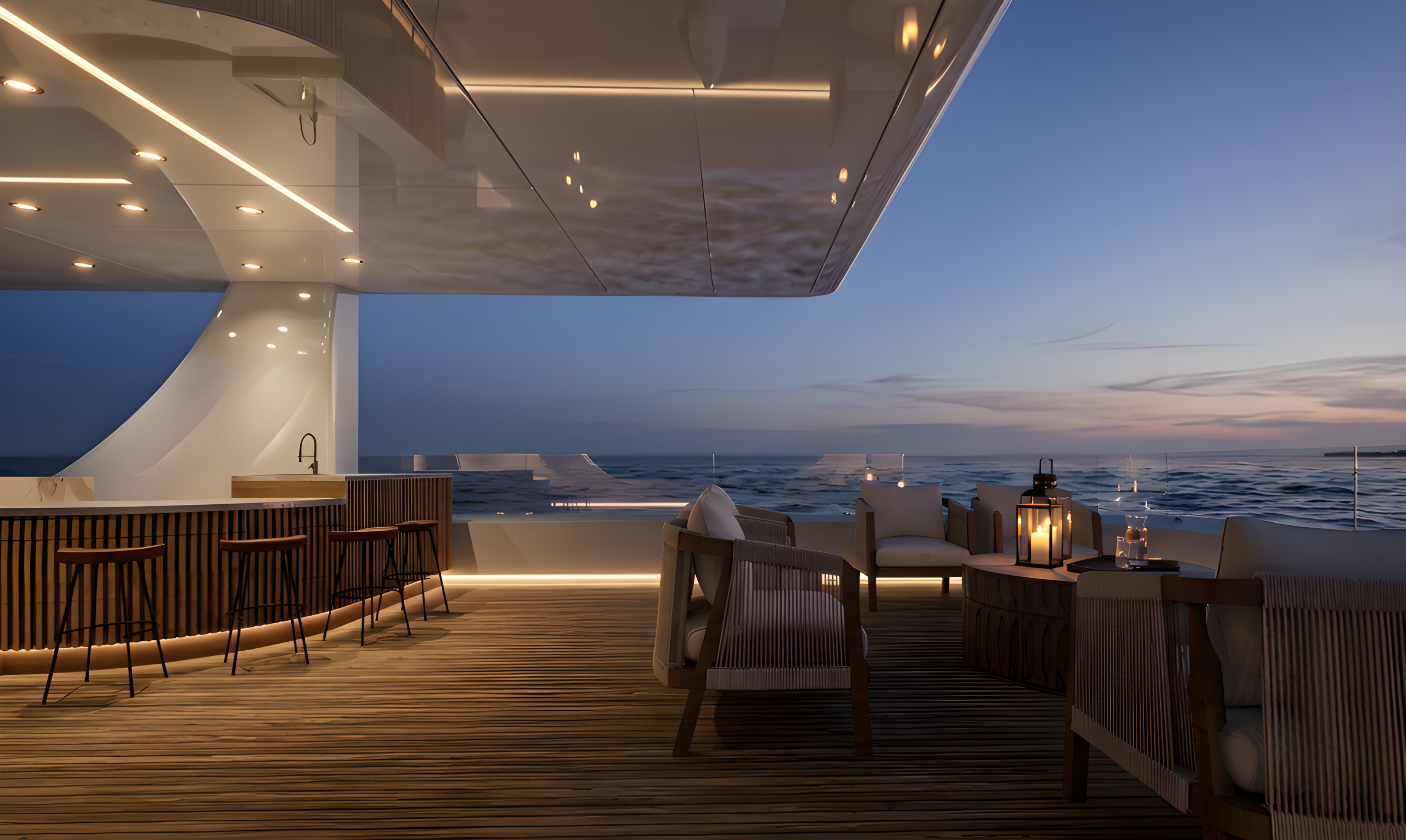 BENETTI OASIS — sun deck bar and outdoor space